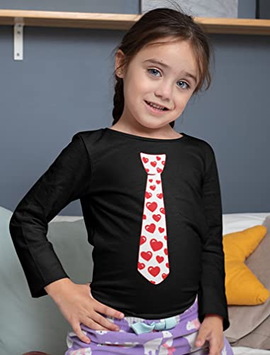 Tstars Red Hearts Tie Girls Boys Valentines Day Shirt Gifts for Kids Valentine Long Sleeve Shirts for Youth Kids3