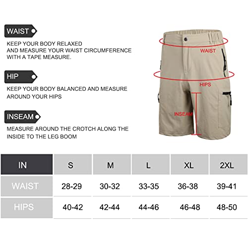 Suwangi Mens Hiking Cargo Shorts Quick-Dry Outdoor Athletic Short Travel Fishing Golf Tactical Short For Men With Multipocket Khaki #TOP6