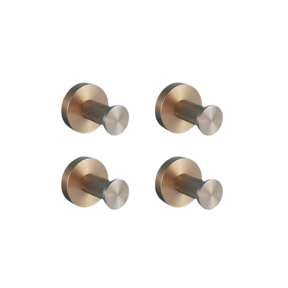 Lot de 4 crochets moletés en acier inoxydable et laiton pour peignoir, accessoires de salle de bain, cintres muraux multicolores, crochets anti-rouille, or rose