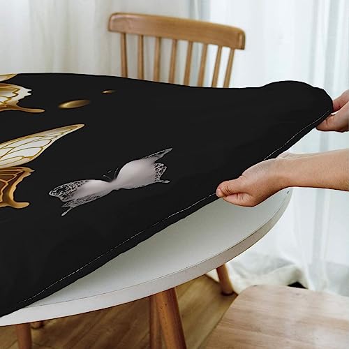 Nappe lavable impermeable et elastique avec motifs dorés pour protection table - 7