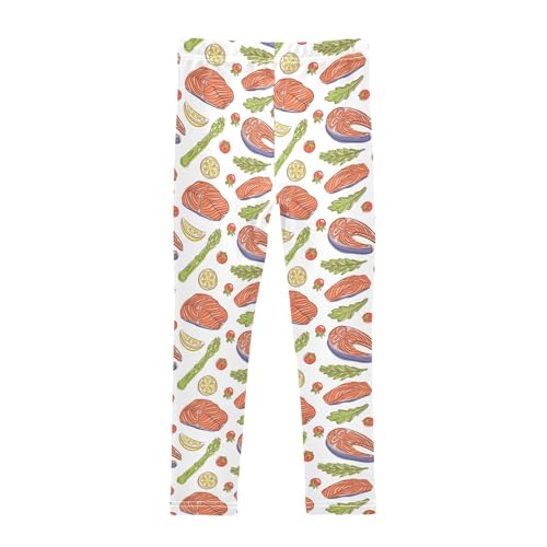 ZZKKO Girls Leggings Salmon Steak and Ingredients Toddler Girls Clothes Leggings for Girls Toddler Girls Leggings 3-4T2