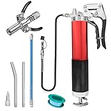 【Anti-Rutsch】- Der rutschfeste Gummigriff bietet mehr Halt. Der Gummigriff der Handhebelfettpresse bietet besseren Halt und eine bessere Hebelwirkung. Der T-Griff ermöglicht den einfachen Zugriff auf vier Füllmethoden: Kartusche, Schüttgut, Absaugung und Füllpumpe.