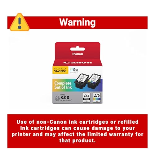 Image of Canon PG-275 XL / CL-276 XL Genuine Ink Value Pack (2 Cartridges), Compatible with TS3520 /3522 /4722 /3720 /3722, TR4720