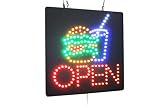 Open with Hamburger Sign, TOPKING Signage, LED Neon Open, Store, Window, Shop, Business, Display, Gr