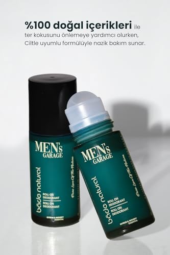 Image of Bade Natural Men's Garage Roll-On Deodorant - 1.69 fl oz (50 mL) - Natural Odor Protection & Refreshing Citrus Woody Scent