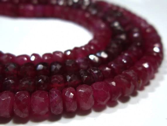 Ruby rondelle micro cut LKBEADS : fil 7 pouces de pierres précieuses AA d'exception pour bijoux