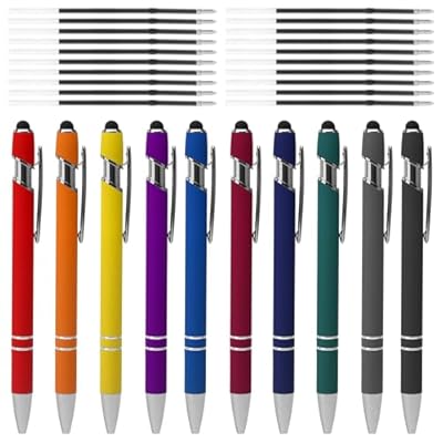 10 Bolígrafos Retráctiles Súper Duraderos con 20 Recambios, Juego de Bolígrafos de Colores, 2 en 1 Bolígrafo Ergonómico con Touchpen para la Oficina y el Hogar | Ya disponible en tu tienda friki favorita! En mundofriki.es!