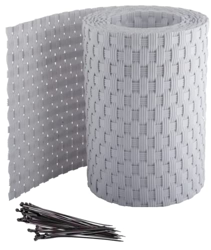 Pinto FERRAMENTA Striscia Frangivento Frangisole Rattan Schermatura Privacy Balcone Ringhiera Cancelli Terrazzi Pannelli Recinzioni Esterno PVC h19cm x 2.0mt Fascette Omaggio (1, Bianco)
