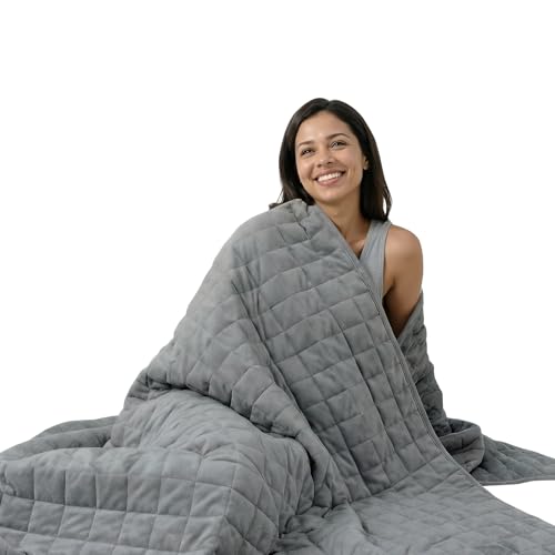 Smart Queen Weighted Blanket for Adults and Couple (60x80, 20lbs) Queen Size Large Soft Heavy Blanket Machine Washable for Fall, Bedding &Sleeping with Premium Glass Beads (60x80 | 20lbs Grey)