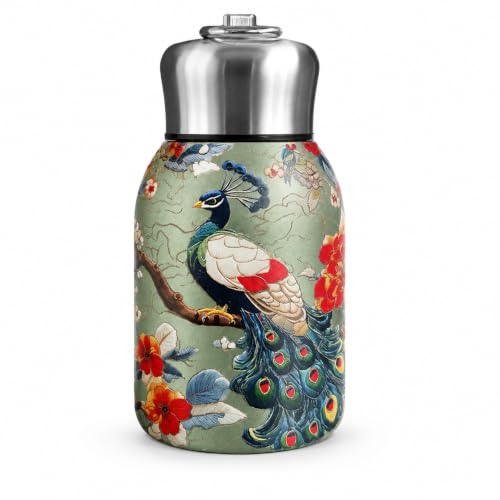 Image of 316 Stainless Steel Water Bottle, Hot & Cold water bottle, Peacock Design | 300ml