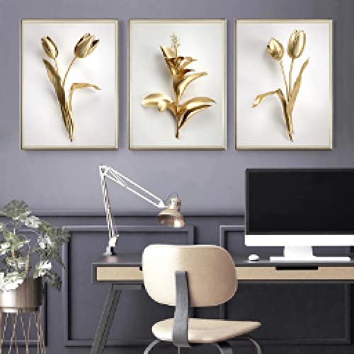 Toile Or Fleur Photos Mur Art décoration salon moderne peinture abstraite de luxe 50x70cm