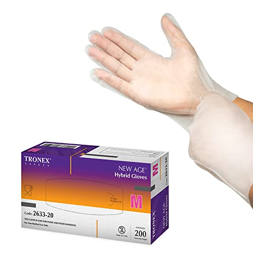 TRONEX Premium Stretch Synthetic Hybrid Poly Disposable Gloves for Food Handling, Cleaning - Clear PE Gloves (1000, Extra Large)