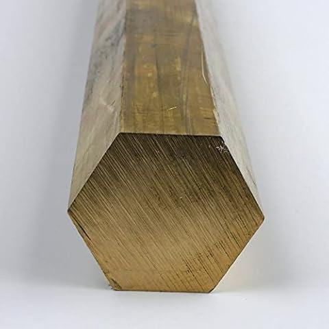360 Brass Hex Bar, Unpolished (Mill) Finish, Extruded, H02 Temper, ASTM B16, 0.25" Across Flats, 12" Length, OnlineMetals Cover