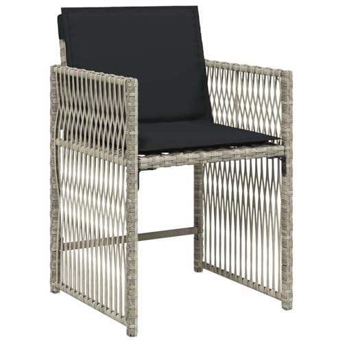 Chaises de jardin gris clair polyrotin dossier pliable lot de 4 coussins