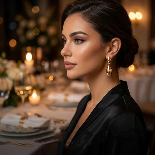 Aretes estilo lágrima doble clip para mujer miniatura 7