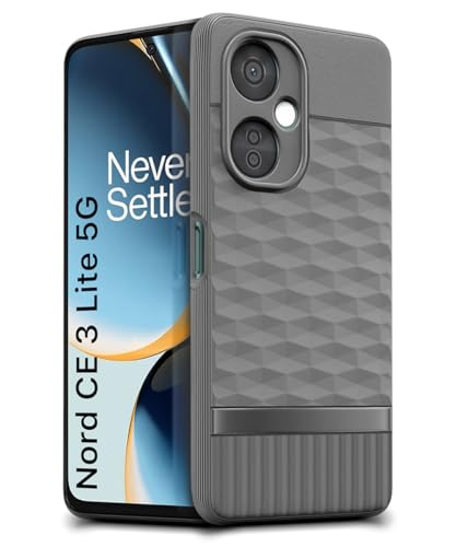 Image of WOW IMAGINE Back Cover for 1+ OnePlus Nord CE 3 Lite 5G with Hexa Cube Design | Ultra Slim Soft Rubberised Case | Inner Velvet Fabric | Matte Silicone Flexible Mobile Case | Camera Protection - Grey
