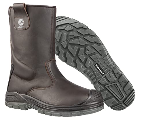 ALBATROS RIGGER BOOTS Sicherheitsstiefel S3 - Größe 43 – warme Winter Lederstiefel gefüttert – hohe Damen und Herren Stiefel für Landwirtschaft, Wald, Stall & als Jagd Schuhe – Outdoor Schuhe warm