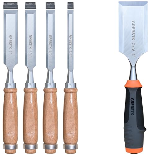 GREBSTK 5 pcs Professional Wood Chisel Set