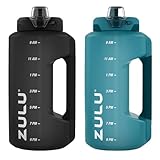 ZULU Half Gallon Leak-Proof Water Bottles with Hydration Tracker and Silicone Staw (1 Pack) - 2 Count, 1774633
