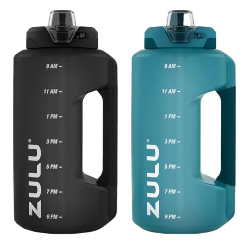ZULU Half Gallon Leak-Proof Water Bottles with Hydration Tracker and Silicone Staw (1 Pack) - 2 Count, 1774633