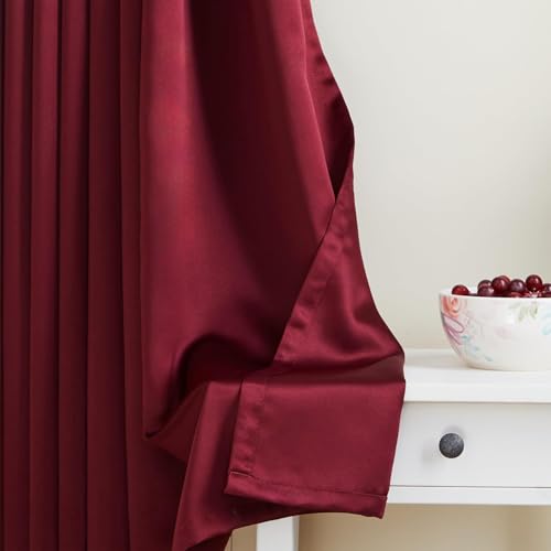Image of amazon basics - Room Darkening Blackout Window Curtains, 100% Room Darkening | 5 Feet |Set of 2| Plain Design | for Living Room and Bedroom | 115cmx150cm, Color- Maroon