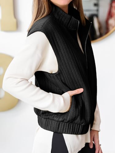 Tankaneo Womens Quilted Vest Sleeveless Zip Up Jackets Outerwear Fall Spring Trendy Lightweight Coat4