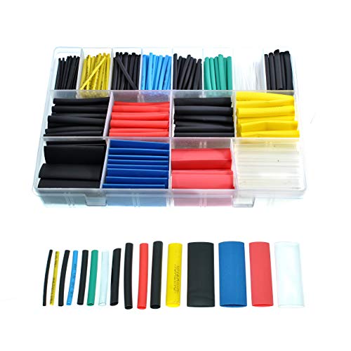Oiyagai 580 piezas 2: 1 Tubo termorretráctil 6 colores 11 tamaños Conjunto de tubos Combo Surtido de fundas Cable de cable Kit para el hogar Seguro para el automóvil DIY Cover