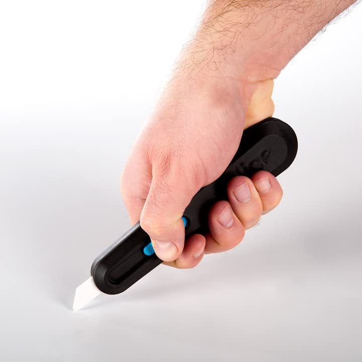 Image of Slice Smart-Retract Utility Knife | Blade Automatically Retracts as Cutting Motion Finishes | Heavy Duty Box Cutter | Safe Ceramic Blade Lasting 11x Longer than Metal | 6 Pack