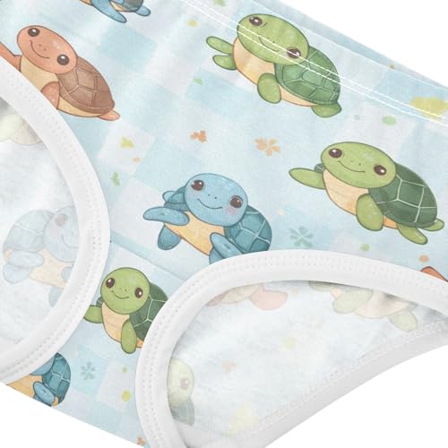 ZZKKO Cute Turtle Checkered Girls Underwear Toddler Panties for Girls Comfort Brief Size 2-8T3
