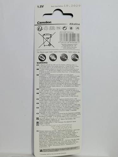 10 Camelion AG10 / LR54 / 189/389 / LR1130 Knopfzelle Alkaline Alkali Batterie, 10-er Pack, Lange Haltbarkeit (Haltbarkeitsdatum markiert)