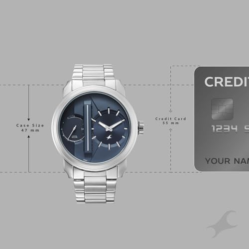 Image of Fastrack Pulse IV with Blue Dial Silver Stainless Steel Strap Watch for Men - 3341SM02