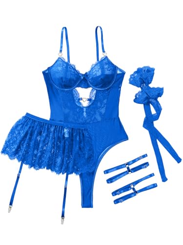 Image of Lilosy Sexy Lingerie Set 3 Piece Women Corset Bodysuit Skirt
