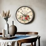 12 Zoll Garten Wanduhr Bunte Blumen Uhr Shabby Chic Floral Wanduhren Vintage Elegante Stille Uhr für Wohnzimmer Schlafzimmer Home Küche Dekor – Bild 3