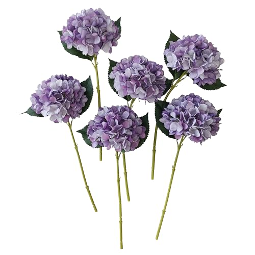 ARTIFIPLANT Hydrangea Artificial Flowers,Faux Hydrangea Flowers,Artificial Hydrangeas Flowers with Stems,Fake Hydrangeas,Silk Hydrangeas Flowers with Stems for Home Decor (10, Eggplant Purple)