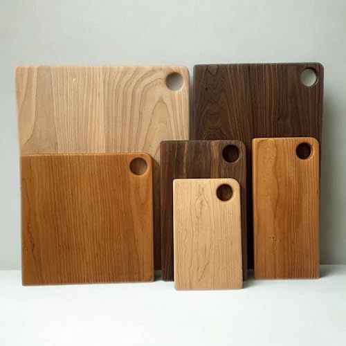 Tabla de Cortar Artesanal de Nogal, Arce o Cerezo – Diseño con Bordes Redondeados, Madera Maciza con Acabado Orgánico. Ideal para Regalar (11x11, Madera de Nogal) miniatura 3