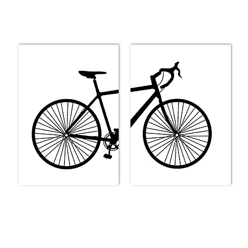 Affiche vélo abstrait 60x80 cm lot de 2 toiles minimalistes noir et blanc pour salon moderne