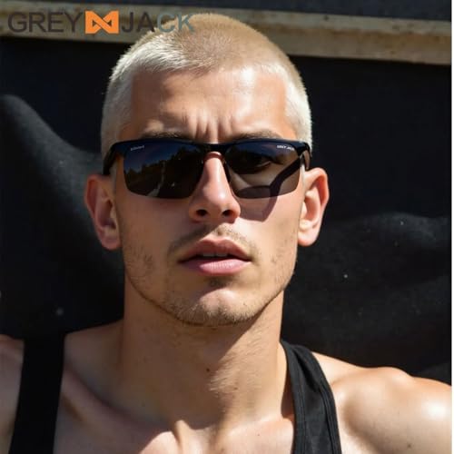 Image of grey jack Al-Mg Sports Polarized Sunglasses Classic Rectangle Half Frame Sun Glasses S8177