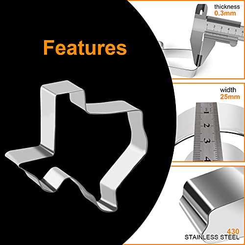 Juttira Western Themed Cookie Cutters, Texas, Cowboy, Hat, Cowboy Boot, Longhorn, Star, Horse, Horseshoe, Horse Head Shaped Stainless Steel Metal Molds For Making Biscuits Cake, 9 Pce Set #TOP2