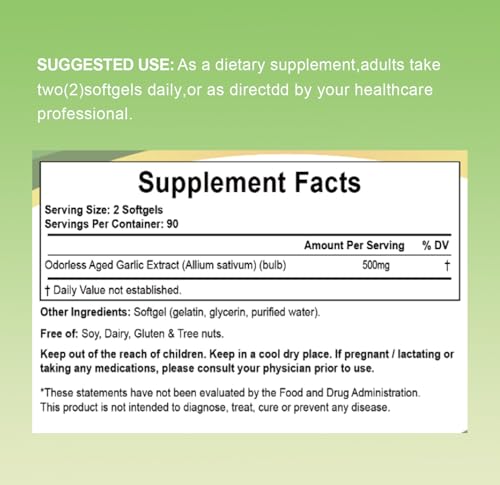RTMGOB Organic Aged Garlic Extract Supplements,Vegetarian,All-Natural,Non-GMO,Supports Circulatory Function,& Immune Antioxidant Supplements-180 Softgels — view 2