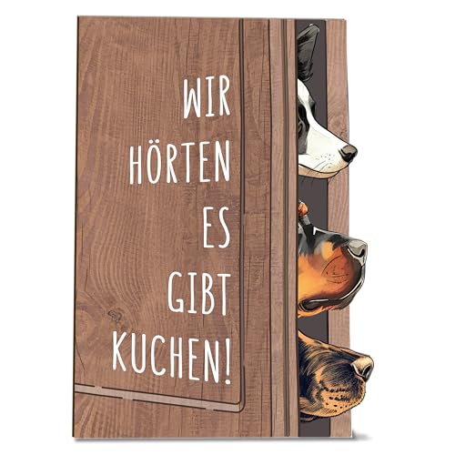 Grußkarte Hunde Holzkarte - Geburtstagskuchenkarte Geburtstagskarte | Postkarte für Hundebesitzer, Tierische Hunde-Geburtstagskarte, Hunde-Postkarte, Hundeliebhaber