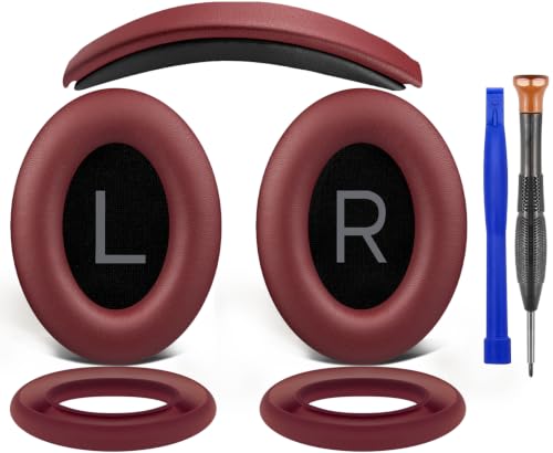 Image of SOULWIT Replacement Kit for Bose QuietComfort 45 (QC45) /Quiet Comfort 35 (QC35, QC35II) /QC SE /QC Wireless Headphones, Ear Pads Cushions + Headband + Silicone Earpads Cover Protector - Burgundy