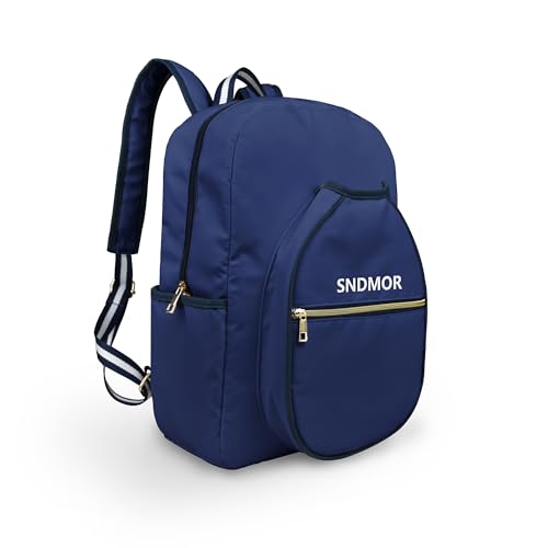 SNDMOR Pickleball Backpack, Pickleball Bag, Pickleball Paddle Bag Holds 2-4 Rackets, with Hook & Business Card Holder, Suitable for Pickleball, Badminton, Squash, and Other Racket Sports (Dark Blue)
