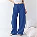 bawilom Wide Leg Pants Woman Casual Sweatpants with Pockets for Women Drawstring High Waist Loose Soft Stretch Trousers Blue