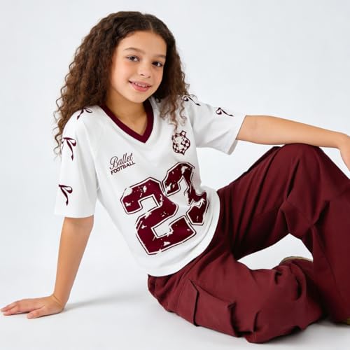 Image of Tween Girls Clothes Short Sleeve Graphic T-Shirt Top + Cargo Pants 2pcs Outfit Set, Size 7-15Years