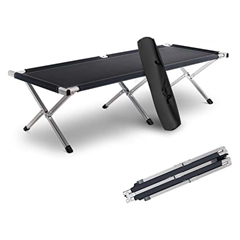Kronenburg Feldbett XXL, Campingbett 210 cm x 72 cm x 45 cm - Belastbarkeit bis 200 kg TÜV Süd geprüft - in Schwarz Cover