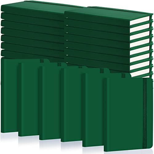 Carnet de notes A6 cuir ligné vert avec porte-stylo et élastique de bureau (Pack de 40)