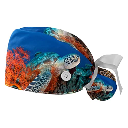 Chapeaux de travail JDEZ motif tortue de mer casquettes ajustables mixtes