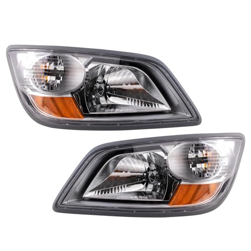 Image of TRQ 2 Piece Headlight Assembly Set Driver & Passenger Side Compatible with Hino 145 165 185 2006-2010 258 2015-2017 338 2006-2019 268A 338CT 258ALP 2008-2014 268 258LP 2006-2014 81110E0530 81150E0530