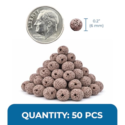 SunGrow Betta Lava Beads, Lightweight Substrate for Fish Tanks, Decorative Gravel for Aquariums, Brown Volcanic Lava Rocks for Filtration, 0.2\", 50 Pcs per Pack