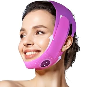 JUSRON V Line Face Tape Face Strap, Soft Silicone Chin Strap for Women and Men 23-27 Inches (Purple)